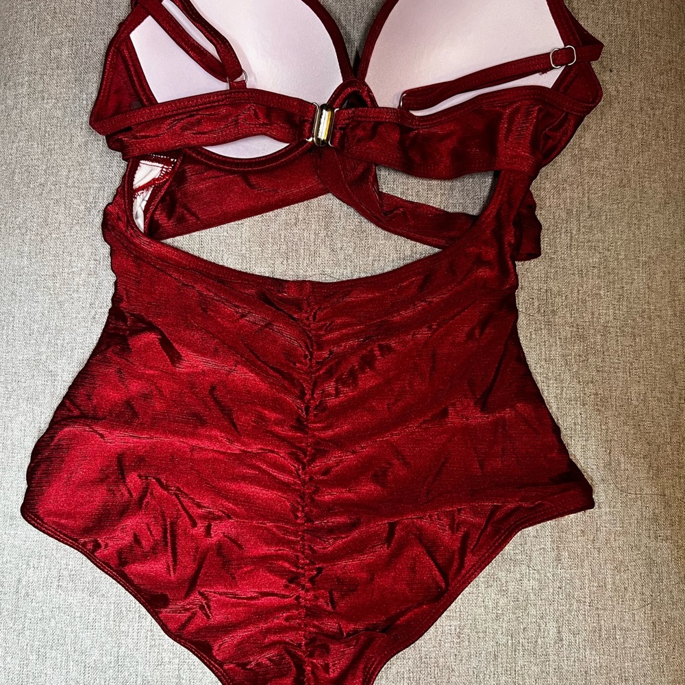 Elegant Deep Red One-Piece Dance/Aerial/Pole Costume